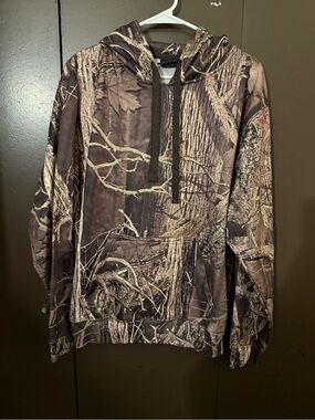J. America Men's Brown Camo Crewneck Hoodie